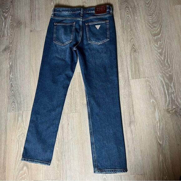 Guess Girly High Rise Waist Straight Ankle Denim Jean Leather Patch 29 x 27.5” - Picture 2 of 14